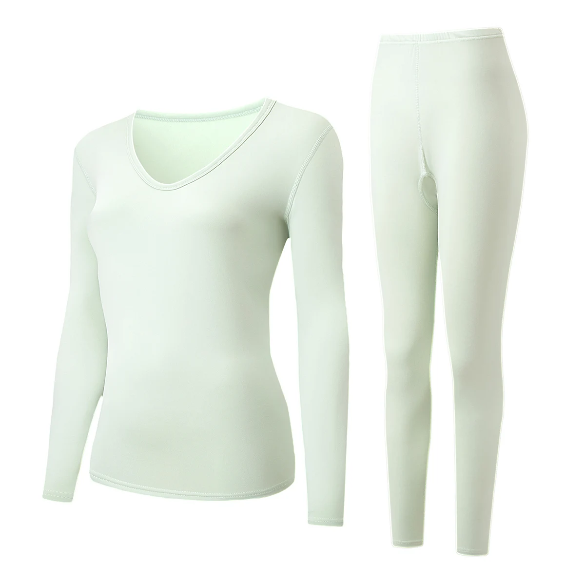 2-piece Women's Autumn And Winter Solid Color Fashionable V-neck Thermal Underwear Set Casual Versatile Sports Home Base Set