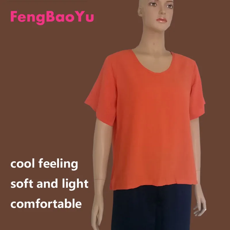 

Fengbaoyu Quality Cotton Silk Summer Women's Short-sleeved Round Neck Short T-shirt Student Youth Sports Solid Color Girl Top