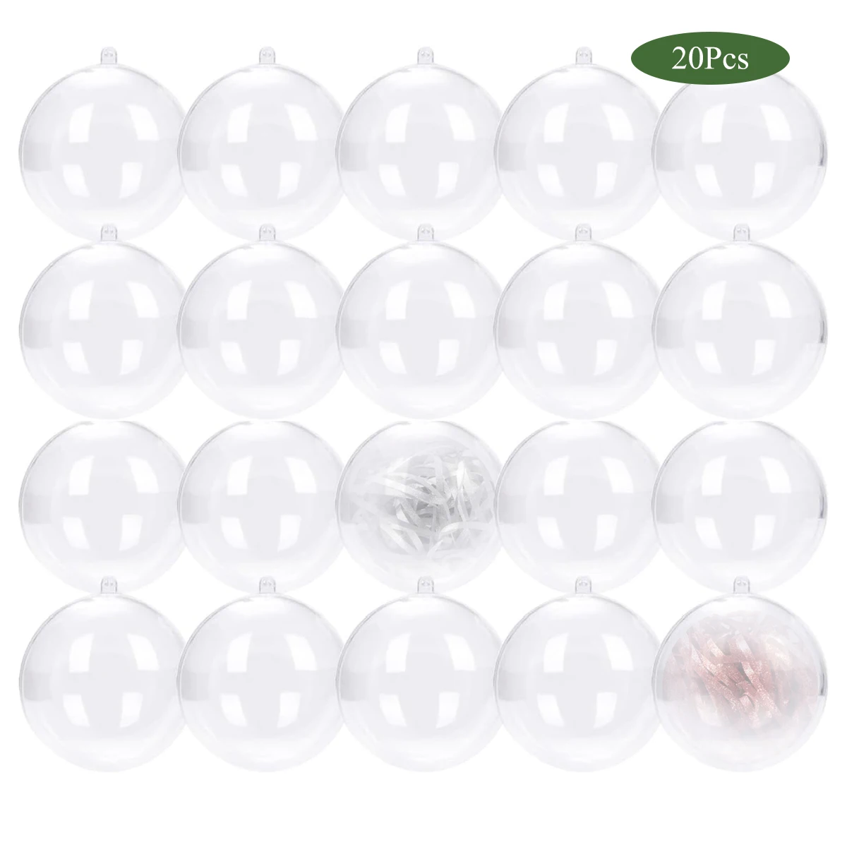 20pcs Clear Fillable Plastic Decorative Balls, 3.14inch/80mm DIY Christmas Tree Balls for Xmas Wedding Party Home Decor