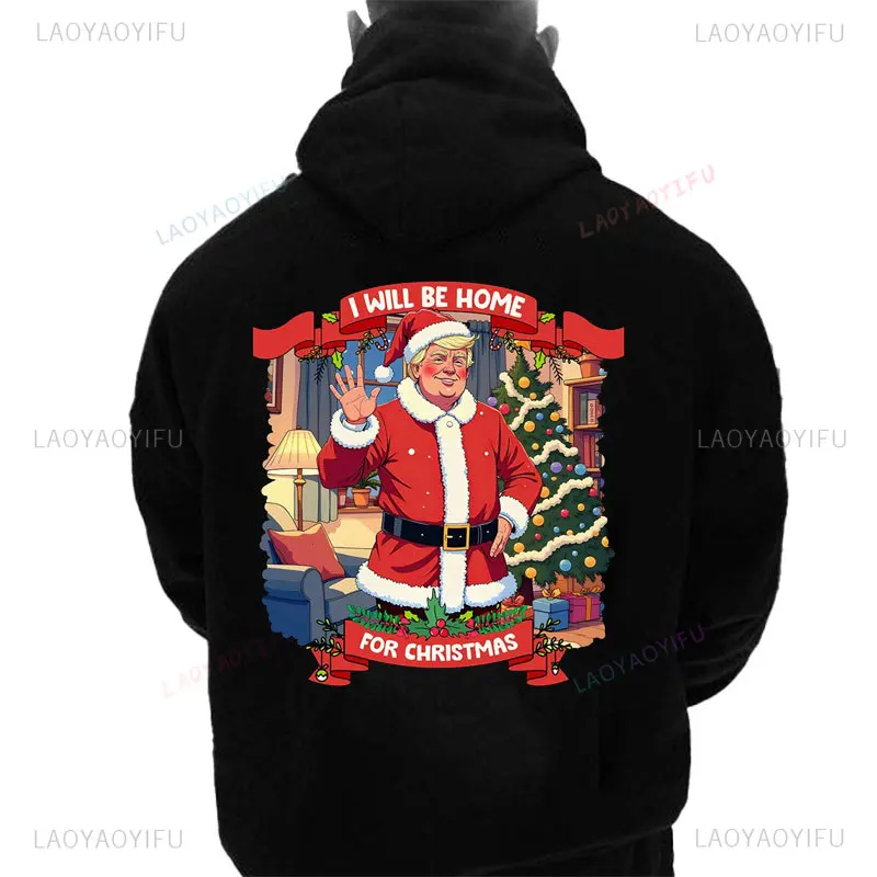 Let's Go Kamala Trump Christmas Sweater Unisex Hoodie Fashion Vintage 2024 Christmas Trump Casual Streetwear Man Winter Hooded