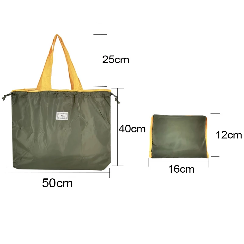 Large Drawstring Eco-Friendly Supermarket Shopping Bag Fashion Shoulder Bag Foldable Portable Hand Bag Grocery Bag Waterproof