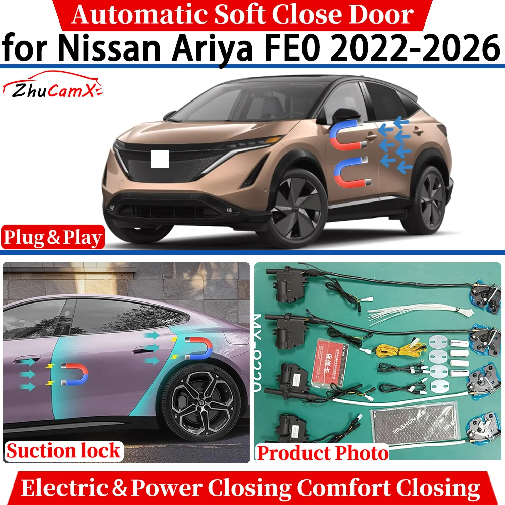 ZhuCamX for Nissan Ariya FE0 2022-2026 Car Automatic Soft Close Door Electric Power Comfort Closing Suction lock Quiet System