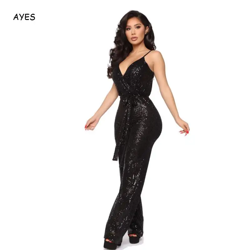 Summer Sexy 2 Piece Set Women Jumpsuit Women\'S Belted Wide-Leg Jumpsuit Camisole Tight Jumpsuit Street Dress Elegant Office Dres