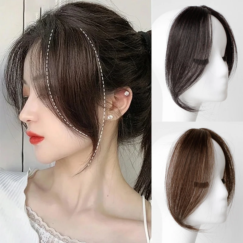 2Pcs/Set Synthetic Middle-Part Bangs Hair Extensions Easy Clip In Forhead Gradient Bangs For Women