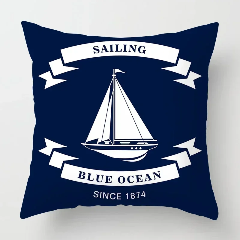 Nordic Dark Blue Nautical Collection Pillowcase Home Decor Sofa Decoration Cushion Cover