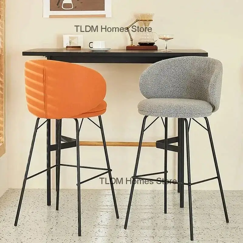 

Iron Nordic Flannel Bar Chair for Kitchen Bar Wrought Furniture Metal High Feet The Chairs Home Simple Designer Front Desk Stool