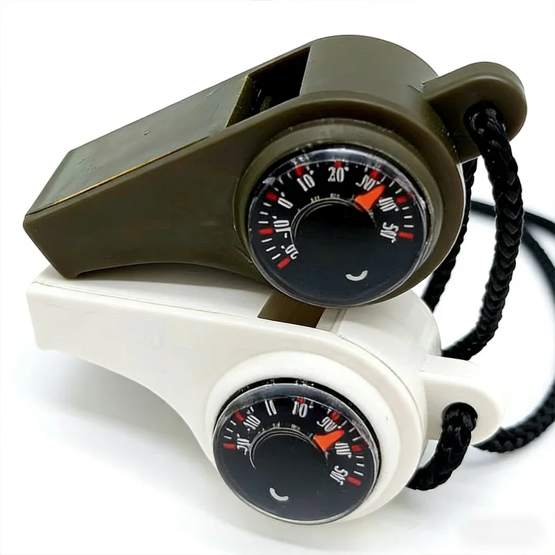 3-In-1 Multifunctional Survival Whistle, Outdoor Portable Whistle With Compass And Thermometer, Suitable For Camping