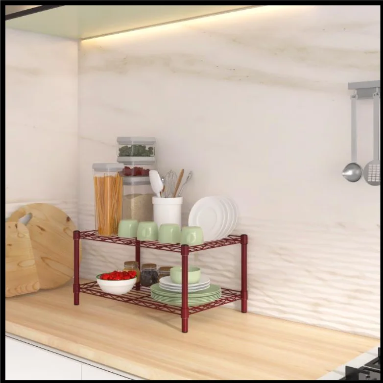 Metal countertop stackable pantry storage rack for cupboard kitchen storage rack