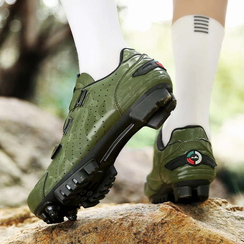

Mountain Bike Shoes Mens Cycling Shoes MTB Shoes Quick Ratchet Buckle Compatible with SPD System Pedal for Indoor and Outdoor Mo