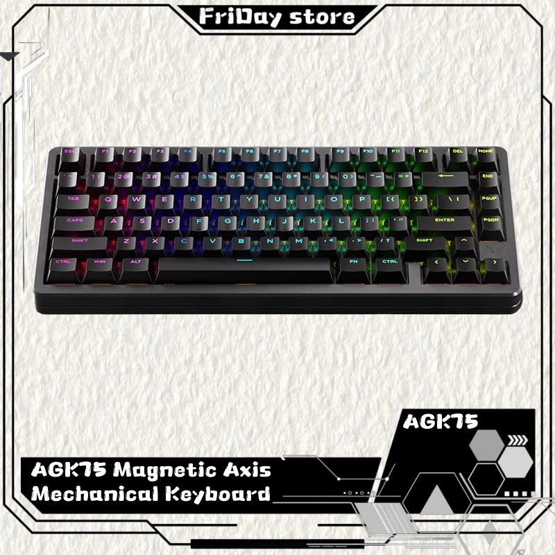 Agk75 Magnetic Axis Mechanical Keyboard Customized Hot Swappable Wireless Gaming Fearless Contract Black Wuko  Aluminum Keyboard