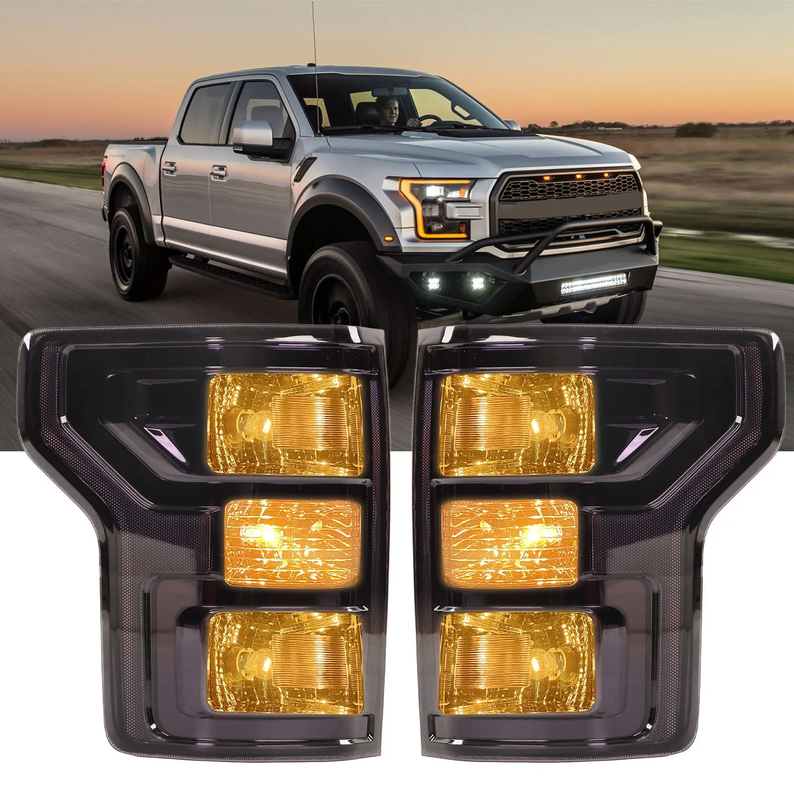 

For Ford F150 2018 2019 2020 1 Pair Left+Right LED Tail Light Assembly Rear Brake Reverse Lamp Turn Signals JL3Z 13405 H