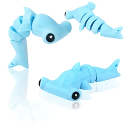 Simulated blue whale figurine model, creative desktop ornament, joint movable small accessory, fun toy