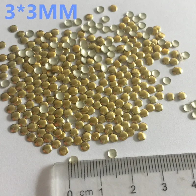 Metal Hot-Fix Rhinestuds Round Shape 2/3/5/6/8/10mm Gold DIY For Garment Accessories Heat Transfer Nailheads Hot Fix Studs 300pc