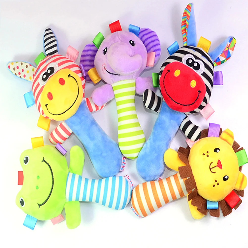 Hochets en peluche d'animaux de dessin animé pour enfants, cloche à main, son BB, jouets drôles, cadeau pour nouveau-né, 0-3 ans, Li