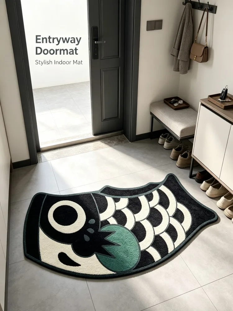 Creative Koi Fish Shaped Bath Mat Soft Flannel Absorbent Non‑Slip Floor Mat Irregular Fish Carpet For Bathroom Bathtub Sink Bedr