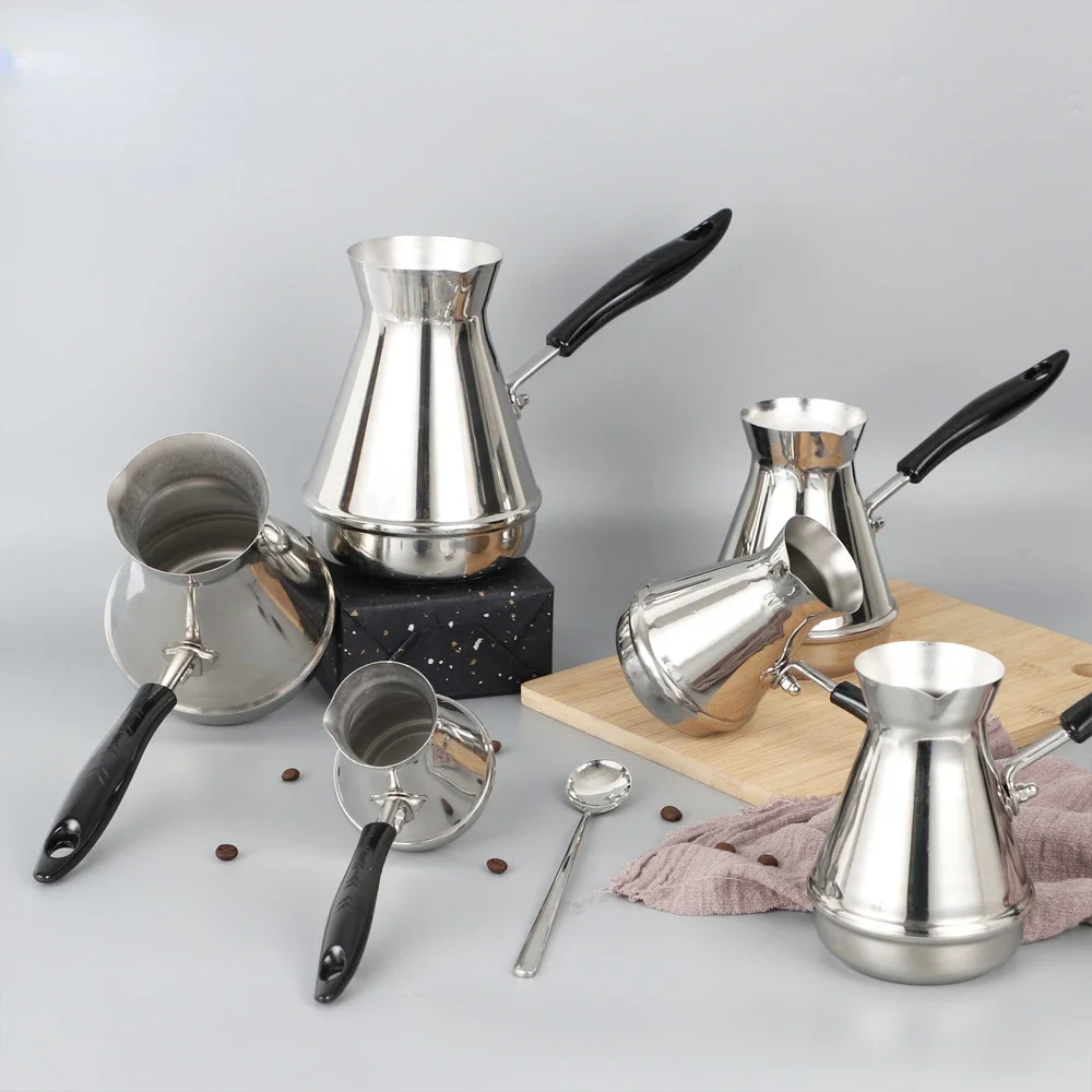 

Stainless Steel Milk Pot, European Hand Brewing Pot, Long Handle Kettle, Sharing Pot, 360ml/500ml/800ml Milk Pot