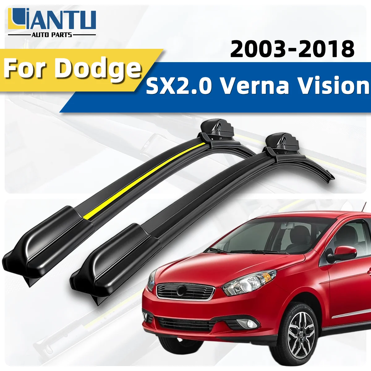 Limpiaparabrisas delantero para coche, accesorio Premium, fácil instalación, compatible con Dodge SX2.0 Verna Vision 2003-2018, 2 uds.