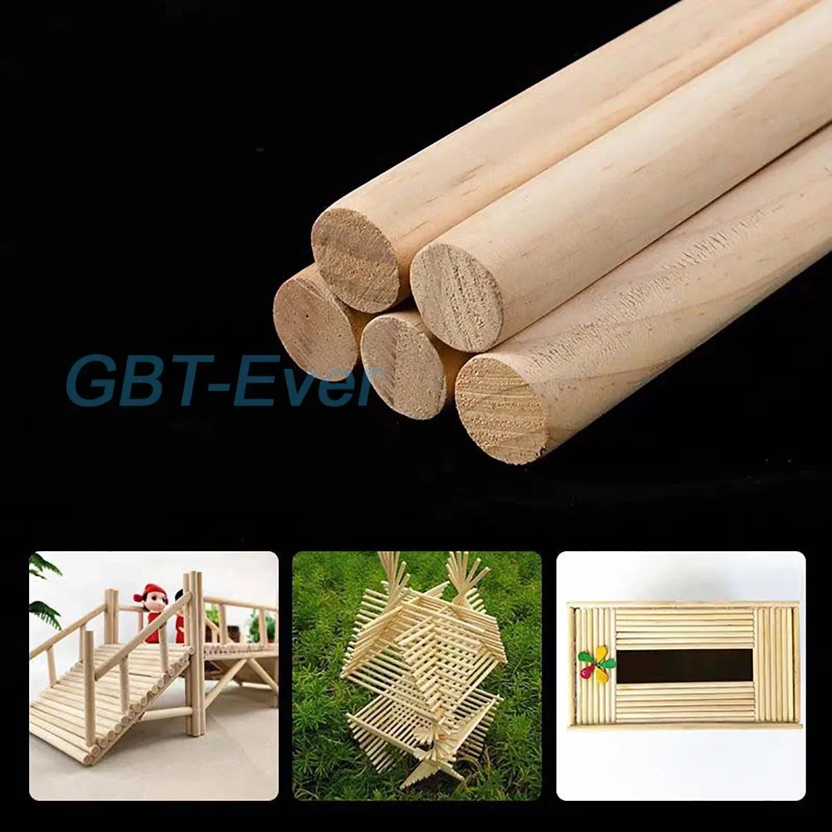 1-6Pcs Pine Solid Wooden Rods Dia 4/5/6/8/10/12/15/18/20mm Long 500mm Round Wooden Stick DIY Architectural Modeling Materials
