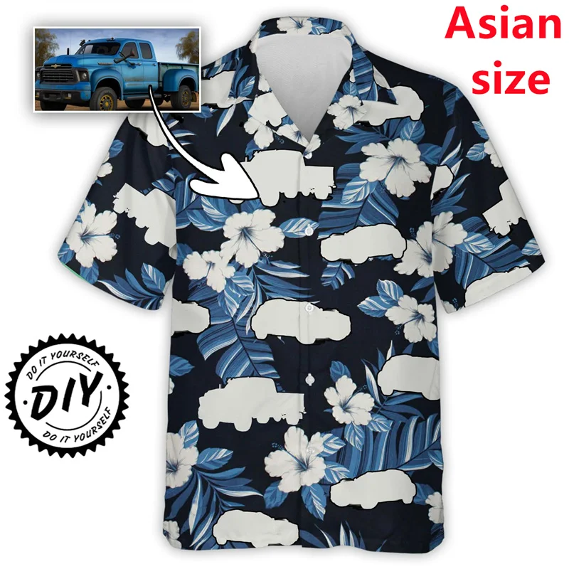 Personalized Car Photos Hawaiian Shirts For Men Clothes Custom Mens Tropical Summer Short Sleeve Shirt Diy Picture Lapel Blouse