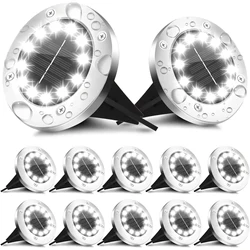 Solar Ground Lights Outdoor Decoration, 8/20LED Solar Garden Lights Waterproof, Solar Disk Lights for Yard, Pathway, Lawn, Patio