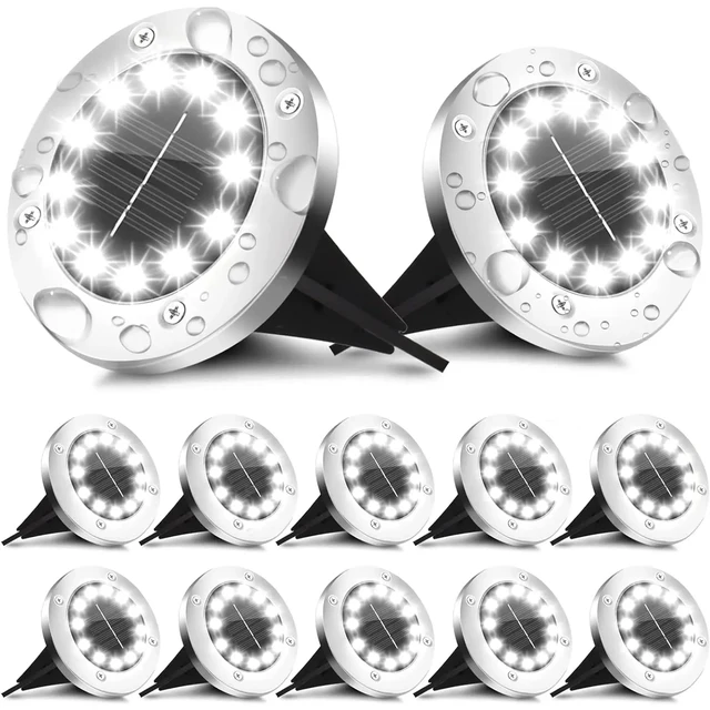 Słoneczne lampy gruntowe do dekoracji zewnętrznej, wodoodporne słoneczne lampy ogrodowe 8/20LED, lampy tarczowe na podwórko, ścieżkę, trawnik, patio