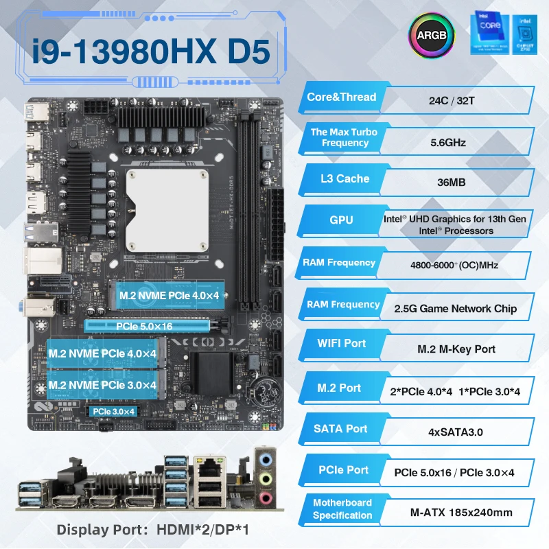 ERYING MATX Intel第13/14世代CPU対応マザーボードコンボキット I7/I9