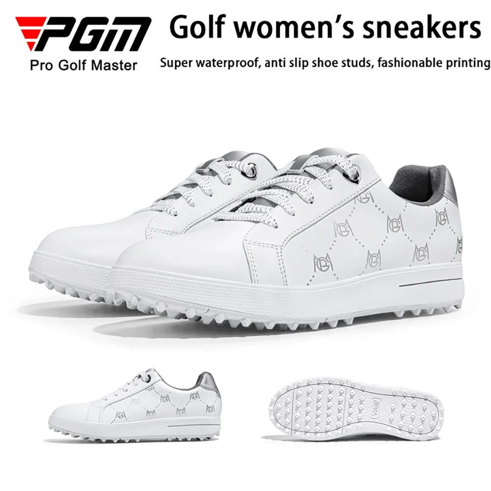 

PGM Golf Shoes Women's Microfiber Waterproof Sneakers, Fashion Printed Patterns, Rubber Anti slip Fixed Nails, Golf Supplies