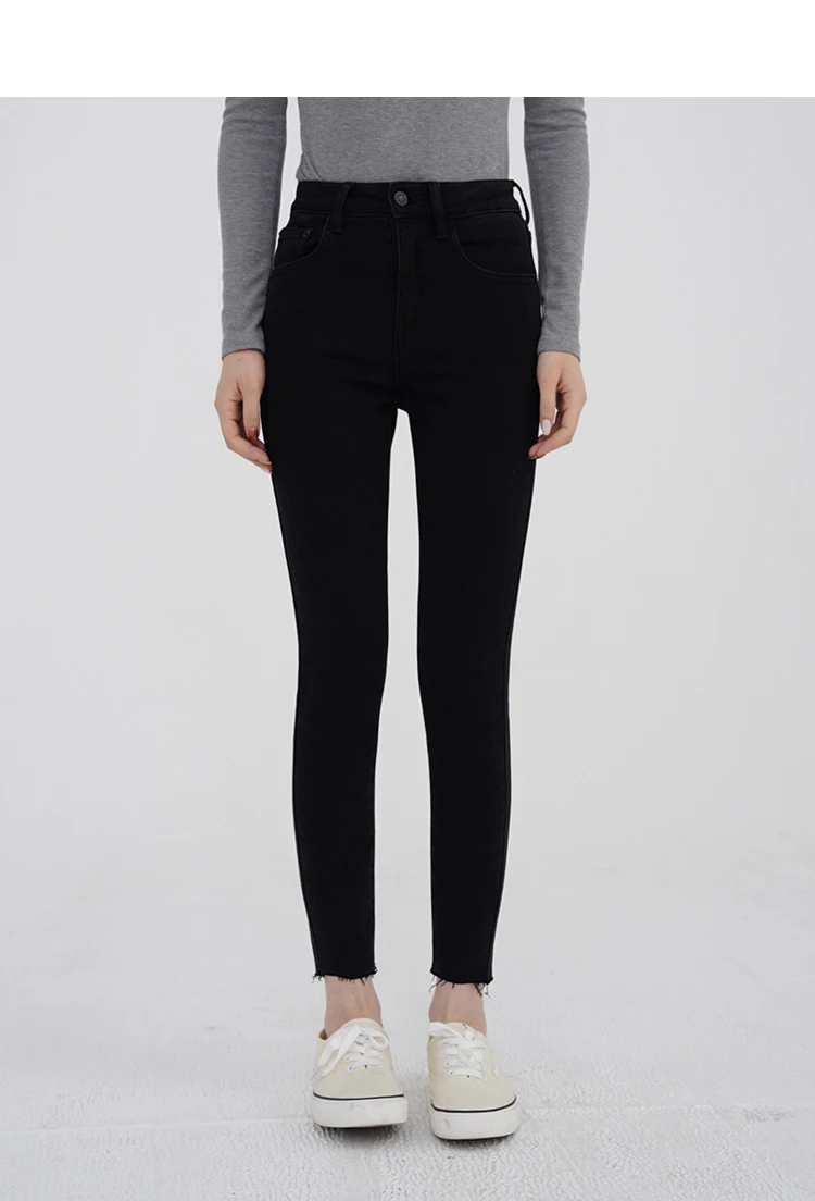 Warm Stretch Denim Pants for Women High-Waist Skinny Jeans Thick Fleece-Lined Slim Black Jeggings Elastic Lady Fashion Bottoms