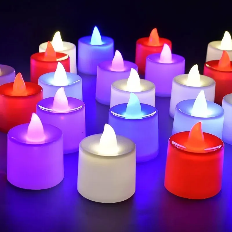 1/48x Flameless Candle Lights Battery Powered Colorful Tealight Heart Shape Birthday Wedding Party Decoration Candles Light Lamp