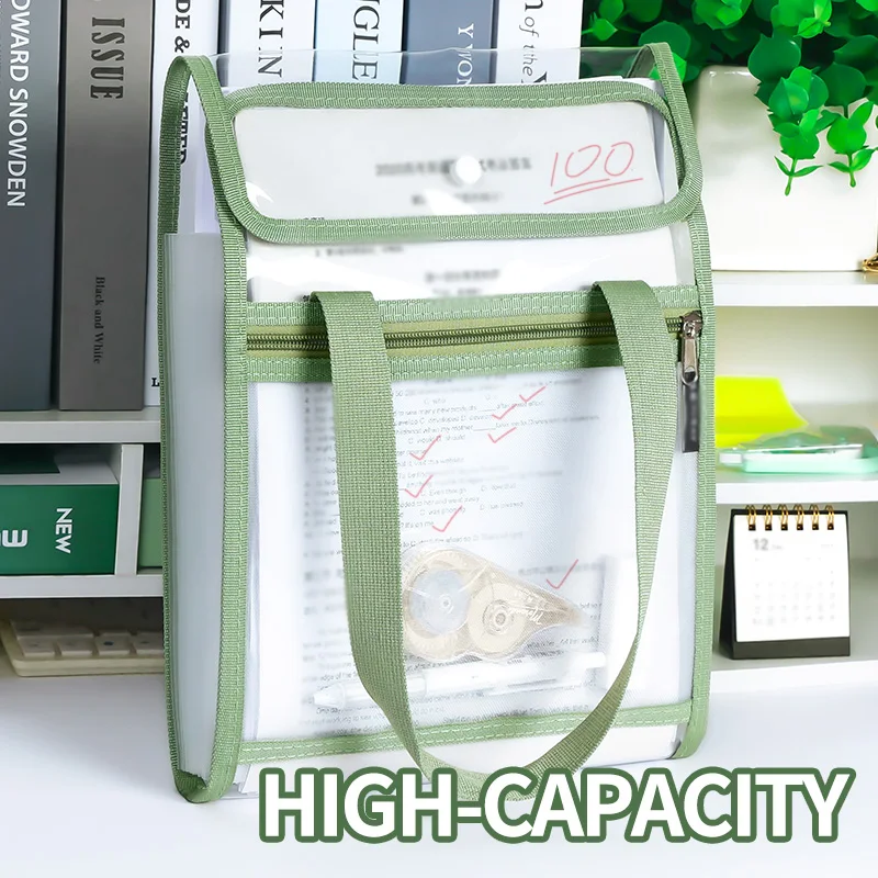 HUAJIE A4 투명 아코디언 파일 폴더, 학생 주제 Stora를 위한 13 포켓 수직 휴대용 확장 문서 주최자