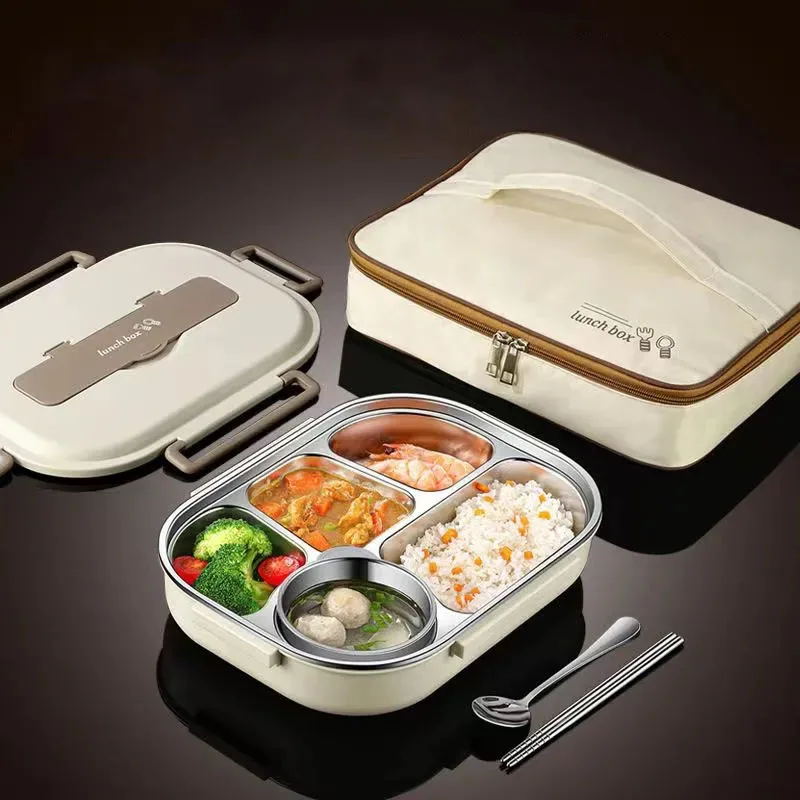 

304 stainless steel compartment insulated lunch box office worker students sealed portable bento Microwae Heating food container