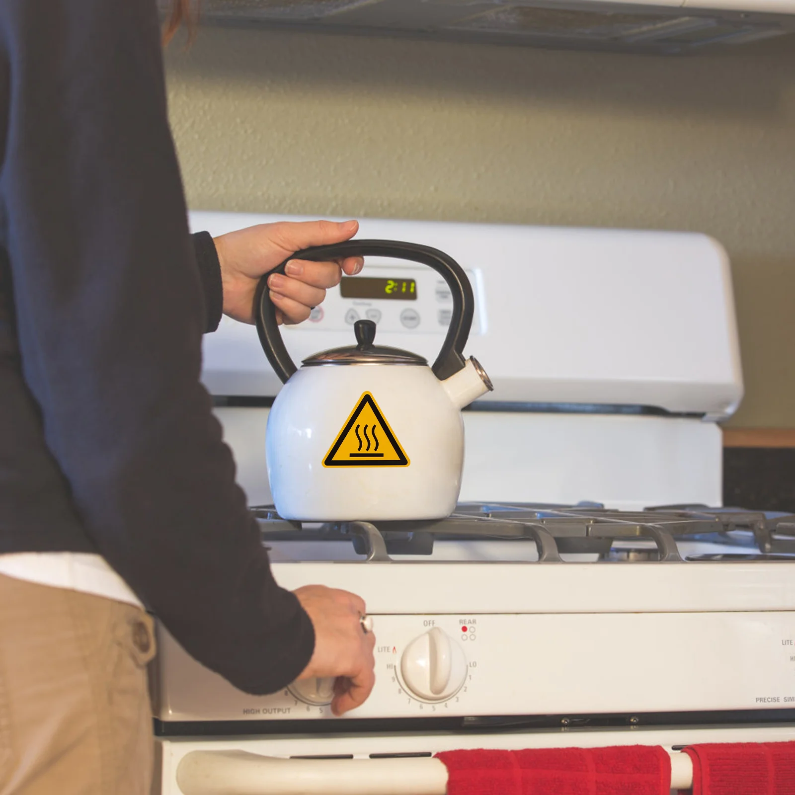 6pcs Warning Label Stickers High Temperature Do Not Touch Sign Decals Caution Hot Surface Safety Stickers For Indoor Outdoor