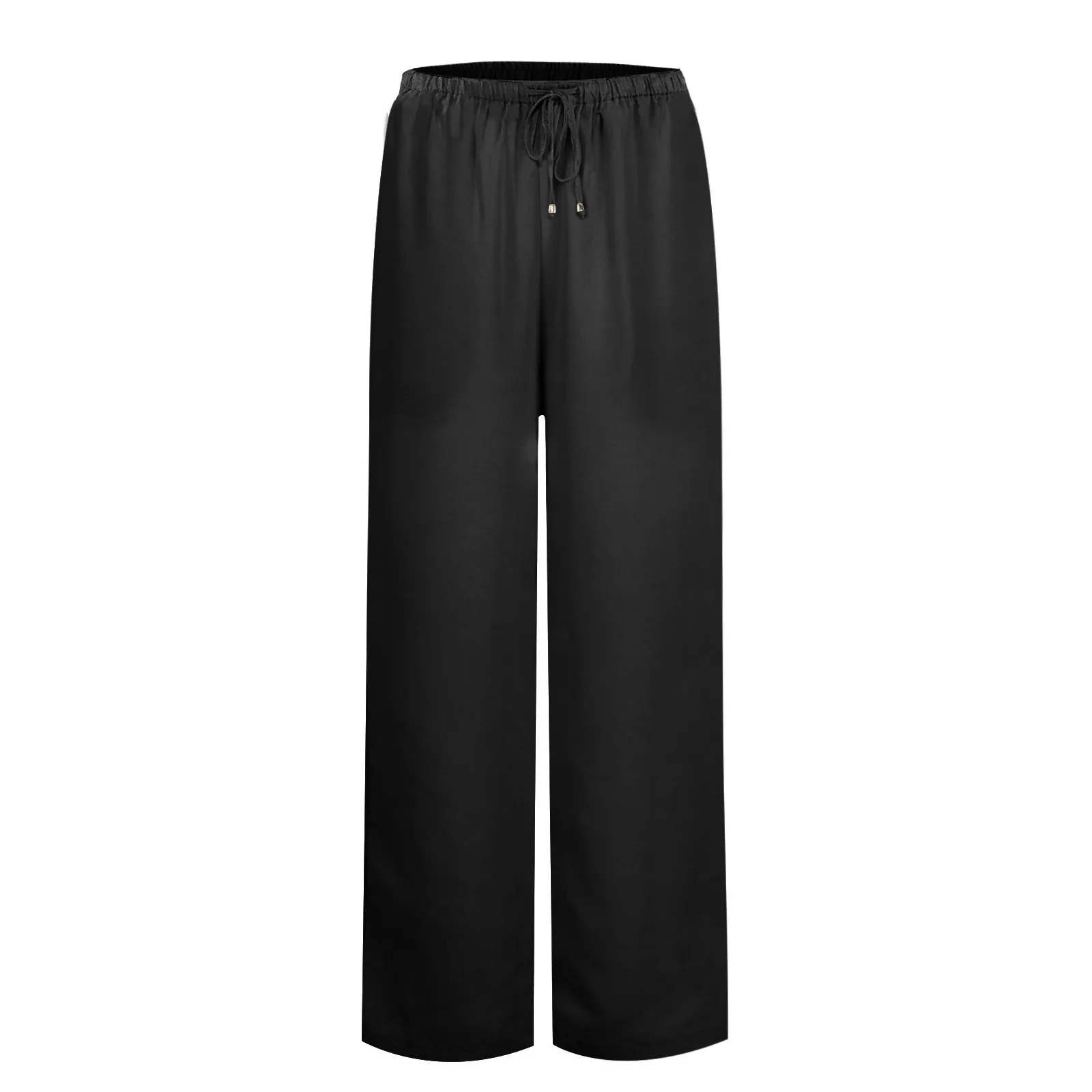 2024 primavera nuovi pantaloni larghi Casual a gamba larga in lino pantaloni a gamba dritta a vita intera elasticizzati Streetwear pantaloni Oversize