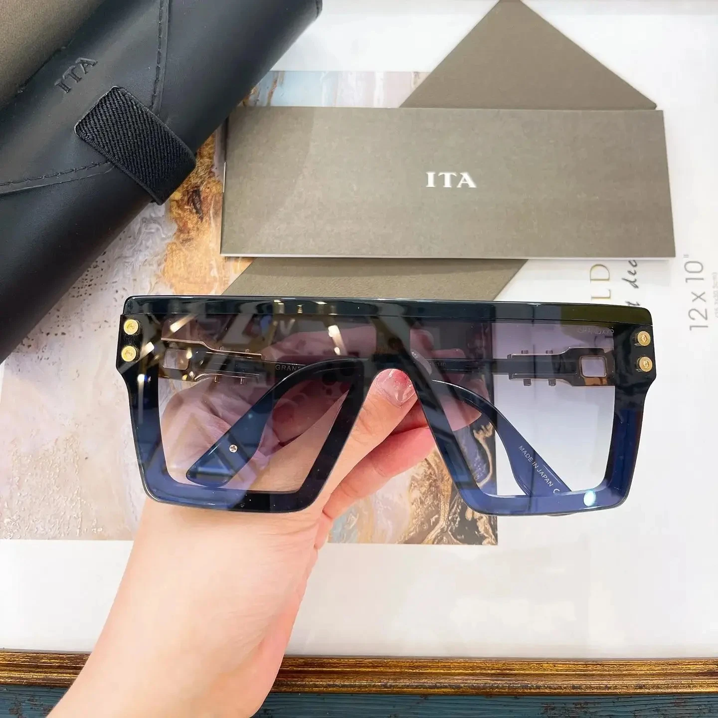

New Arrival LUXURYDITA DTS811 Leisure Luxury Polarized Men Eyewear Premium Black Acetate+Alloy Frame Oversized Women Sunglasses
