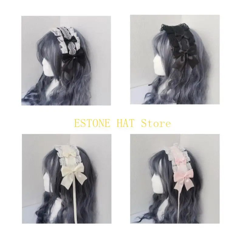 49mf Anime Maid Dadand Fand Party Farty Diadema Diebre Lace Piel Bolas Disfraz banda para cabello