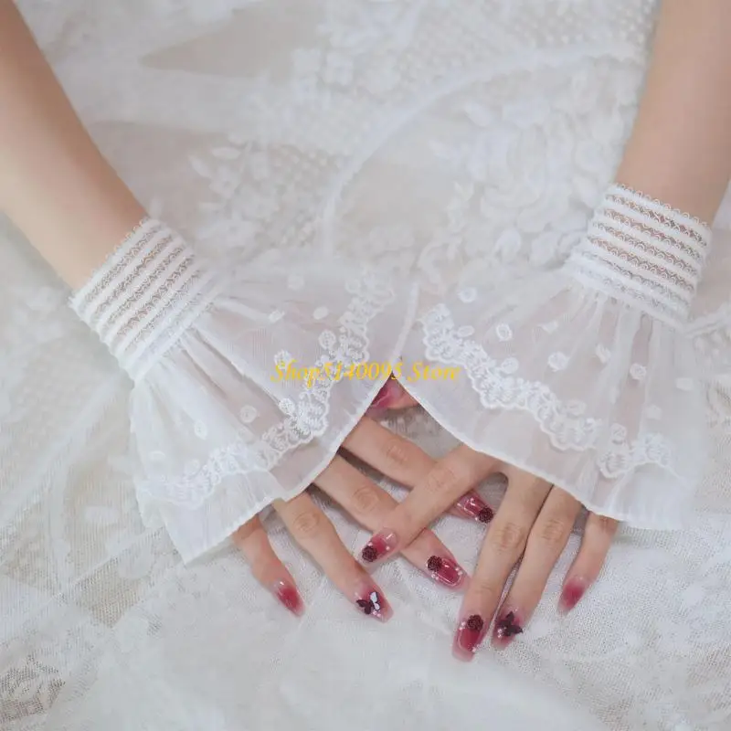 DXAE Manset Lengan Renda Elegan untuk Fotografi Kuku Penutup Lengan Nilon Sejuk dengan Kesesuaian Elastis Yang Dapat Disesuaikan