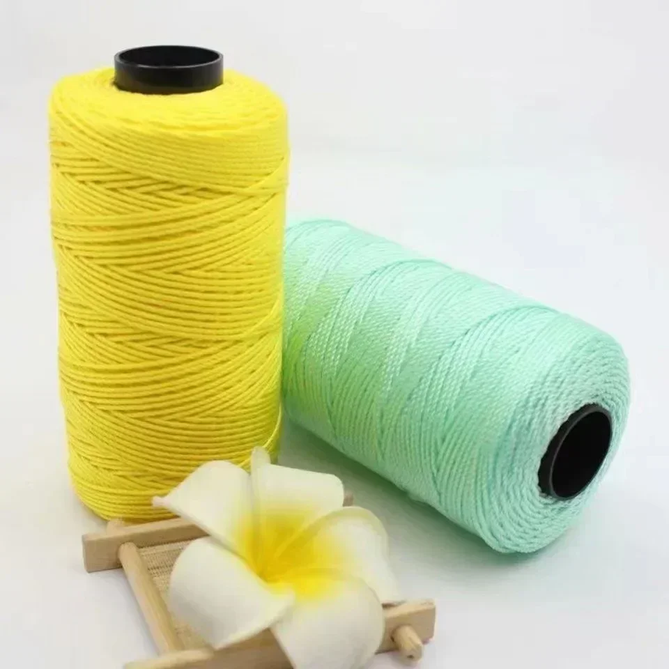 2024 Summer Crochet Yarn 1.5mm Thin Ice Cotton Thread for Hand Knitting Bag Hat Shoes 100g Hollow Line Colorful Nylon Cord