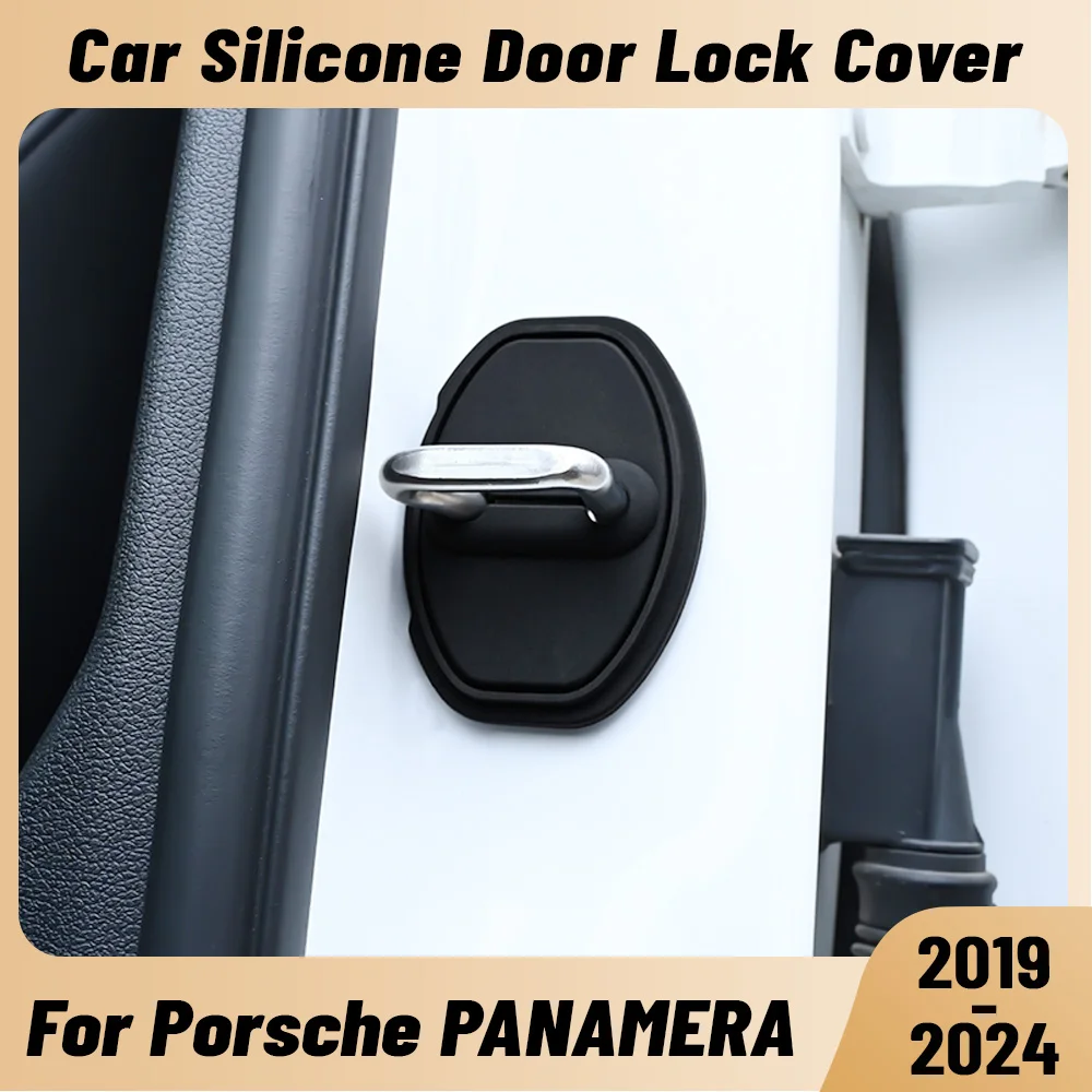 For Porsche Panamera 2019-2024 Car Door Shock Absorber Door Lock Protector Silicone Auto Door Lock Latches Cover Accessories