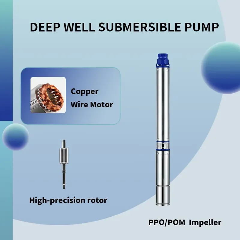 SINCEN Energy Saving High Pressure Deep Well Pump Low Noise Stainless Steel Body 100% Copper Wire Precision Rotor for