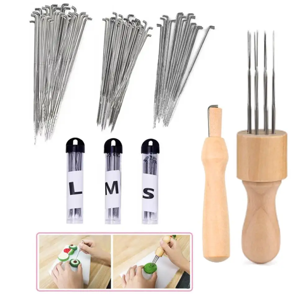 

KAOBUY 95Pcs 3 Sizes Wool Felting Tool Kit Needle Felting Wool Felt Needle Needle Felting Supplies With Bottle For Beginners