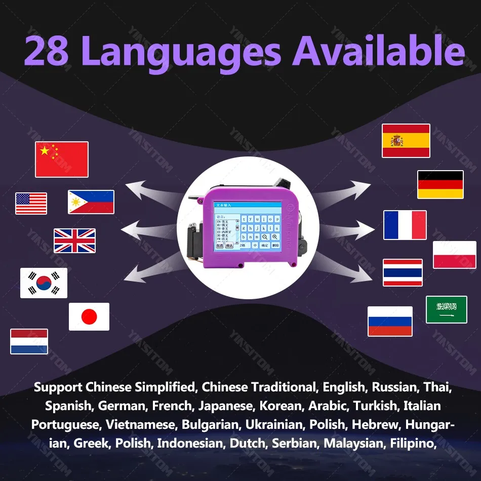 28 لغة 12.7 مللي متر طابعة نافثة للحبر صغيرة محمولة تاريخ انتهاء الصلاحية رمز شعار دفعة أرقام جهاز الحبر المحمولة مع خرطوشة قبضة
