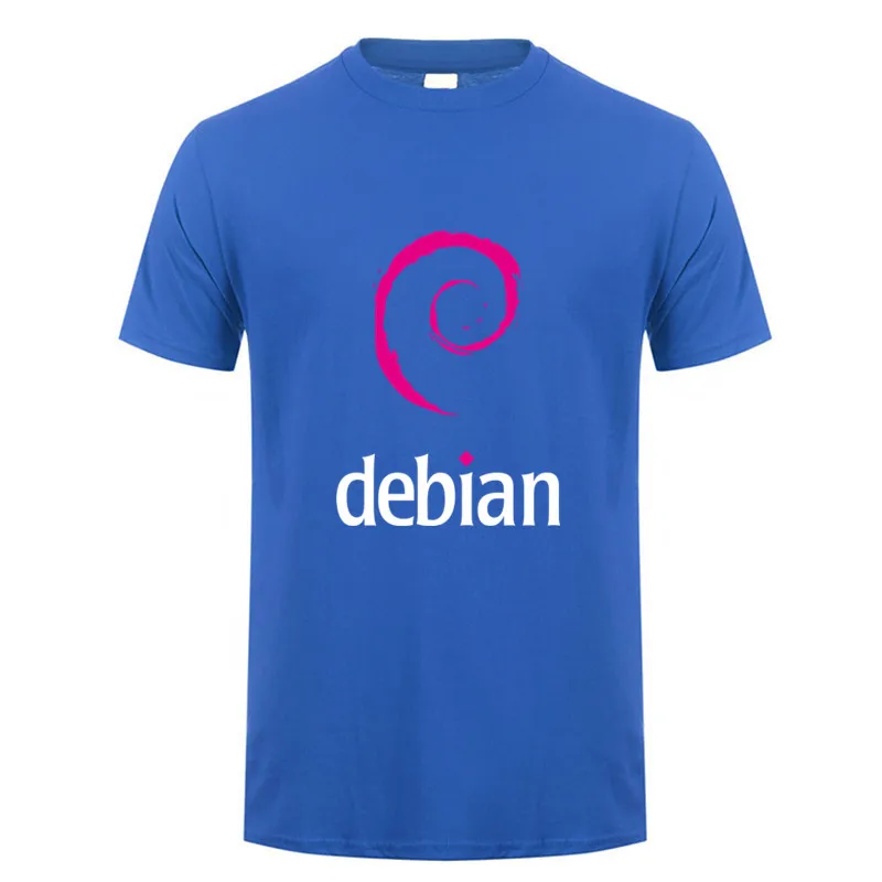 Debian Linux T Shirts Men Casual Cotton Short Sleeve Summer Tops Tees Streetwear