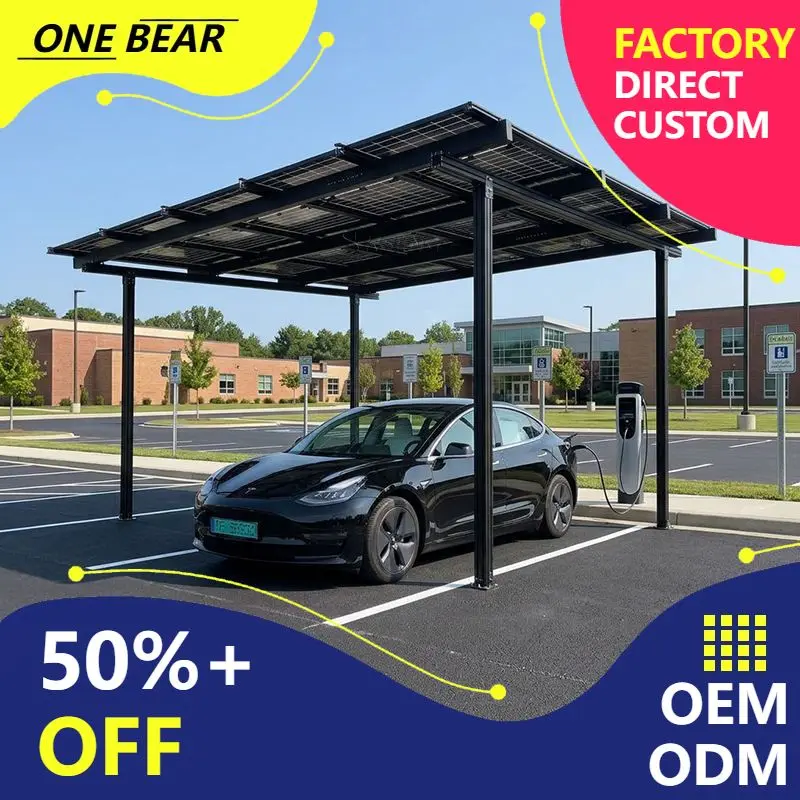 Any Size Custom Euro Norm Solar PV Carport Green Power Supply Weather Resist UV Block Villa Open Area Outdoor Auto Sun Block Saf