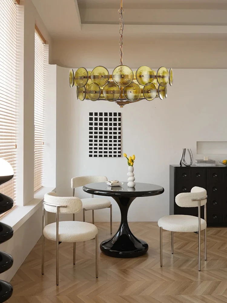 a Amber Glass Ceiling Pendant Light Vintage Home-appliance Modern Room Decor Hanging Lamp Lampadario Lustres