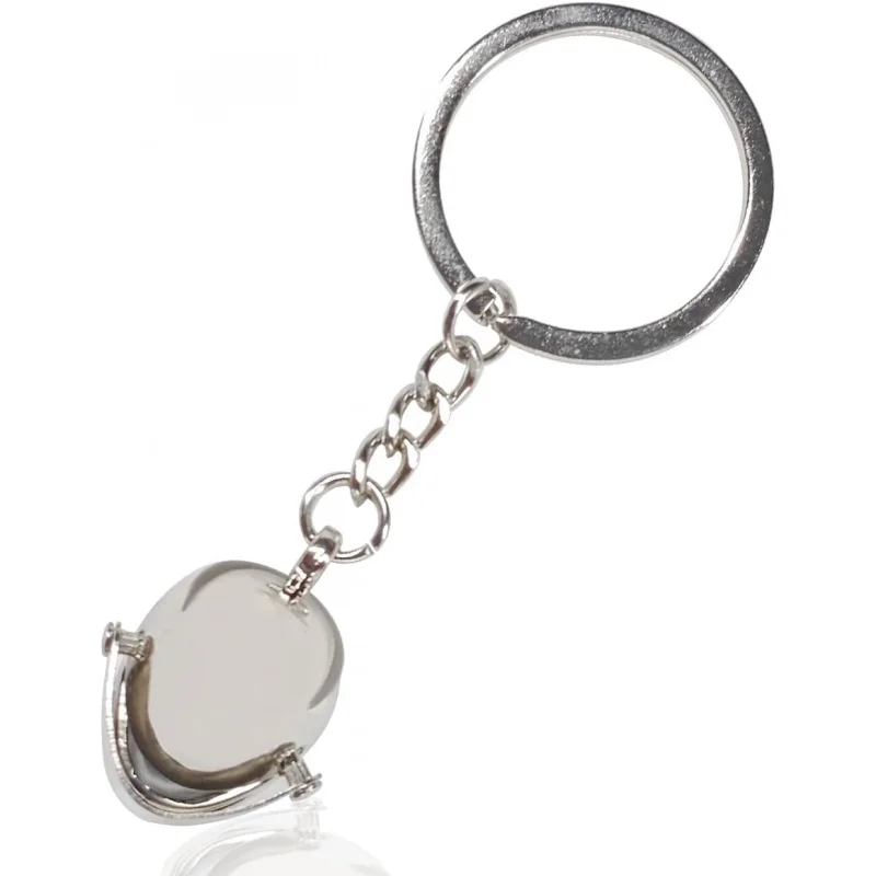 Motorcycle Helmet Keychain, 3D Metal Ring Men, Charm Car Fob Holder Wallet Bag (Silver)