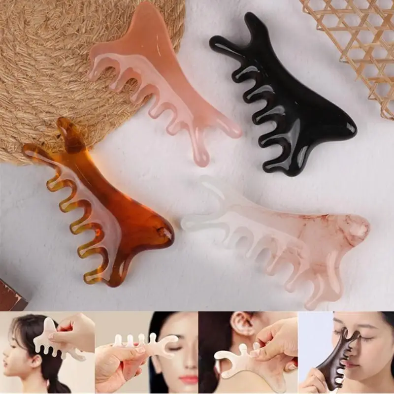 Body Meridian Massage Comb Resin Five Wide Tooth Comb Acupuncture Therapy Blood Circulation Anti-static Smooth Hair Comb