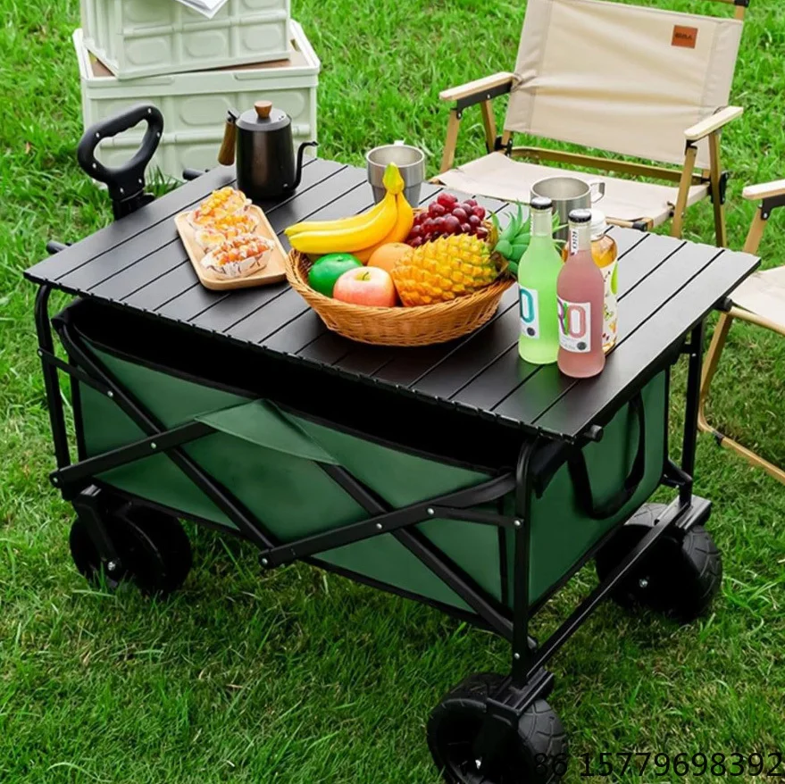 Foldable Four-Wheel Adjustable Carbon Steel Frame Eco-Friendly OEM Shopping Tools Outdoor Travel Picnic Cart Household Small