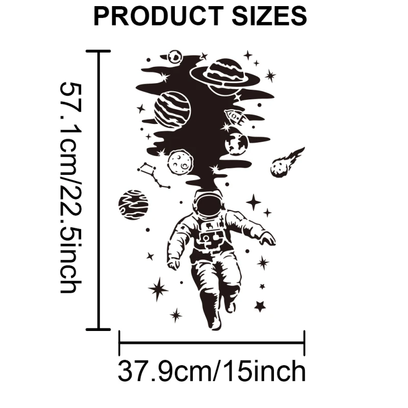 2pcs Astronaut Planet Stencil 15×22.5inch Splicing Size Large Space Theme Template with Paint Brush 11.8×11.8inch Astronauts