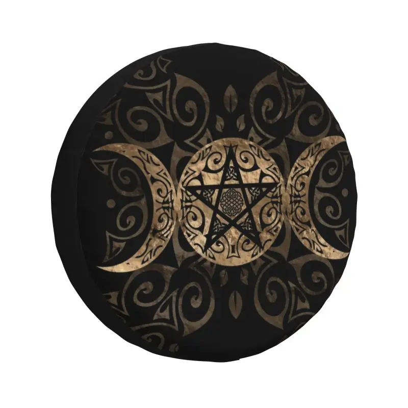 Triple Moon Goddess Pentagram Spare Tire Cover for Mitsubishi Pajero Pagan Wiccan SUV Trailer Car Wheel Protectors Accessories