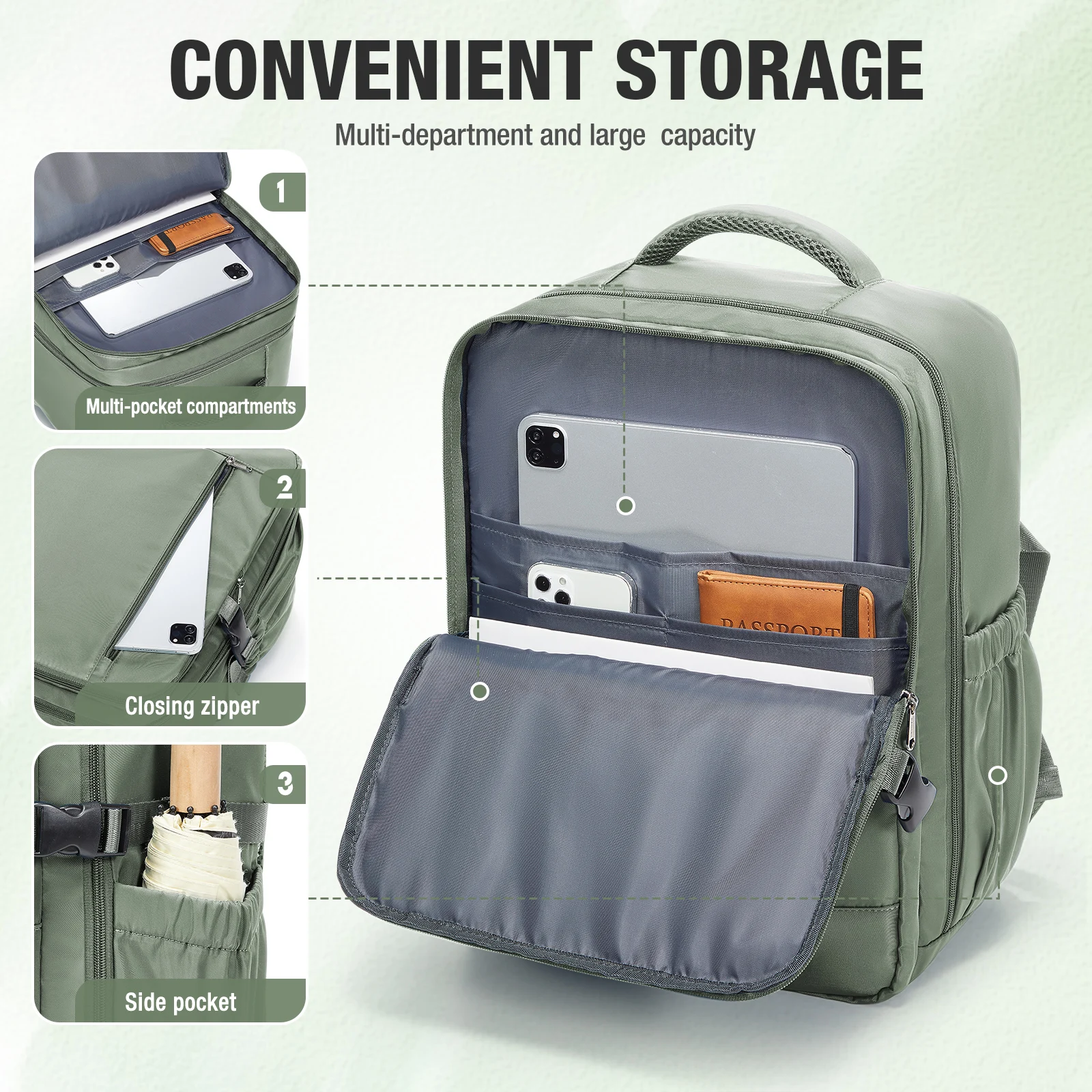 حقيبة ظهر للسفر على شكل طائرة مقصورة 40 × 20 × 30 حقيبة كابينة، حقيبة ظهر للنساء والرجال، حقيبة ظهر للكمبيوتر المحمول، حقيبة تخزين الملابس، حقيبة مدرسية